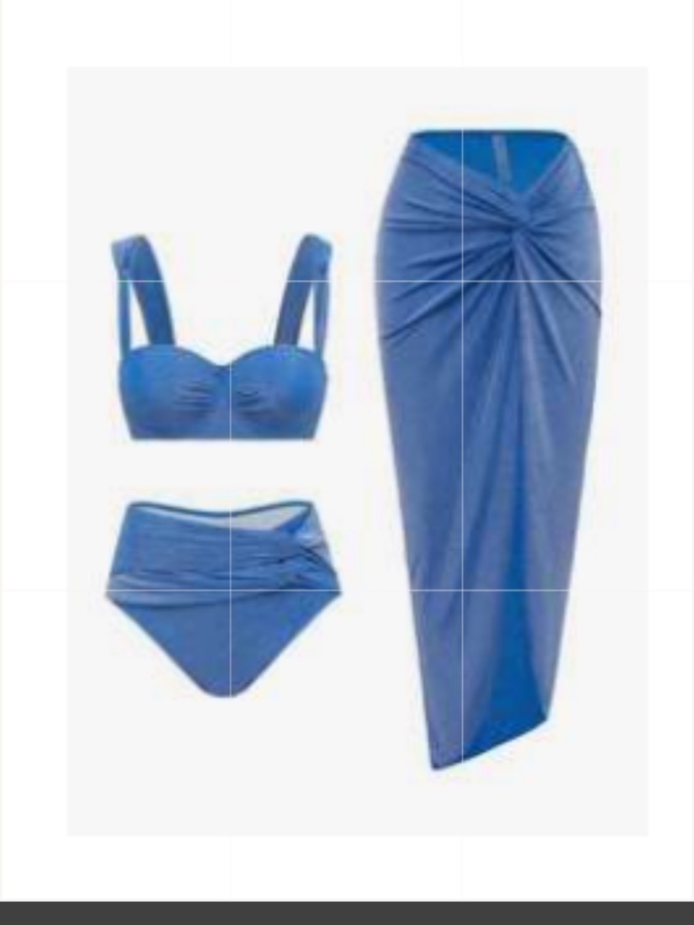 SHEIN Blue Three-Piece Bikini Set with Sarong